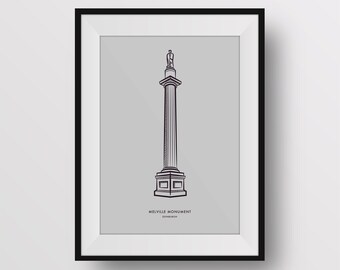 Melville Monument - Edinburgh - Digital Art Illustration Poster Print