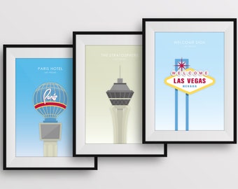 Las Vegas Trio Set - Peak Portraits Series Digital Art Illustration Poster Print