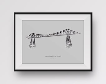 Tees Transporter Bridge - Middlesbrough - Digital Art Illustration Poster Print