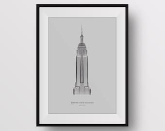 Empire State - New York City - Digital Art Illustration Poster Print