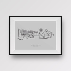 Newcastle Upon Tyne - City Skyline Digital Art Illustration Poster Print