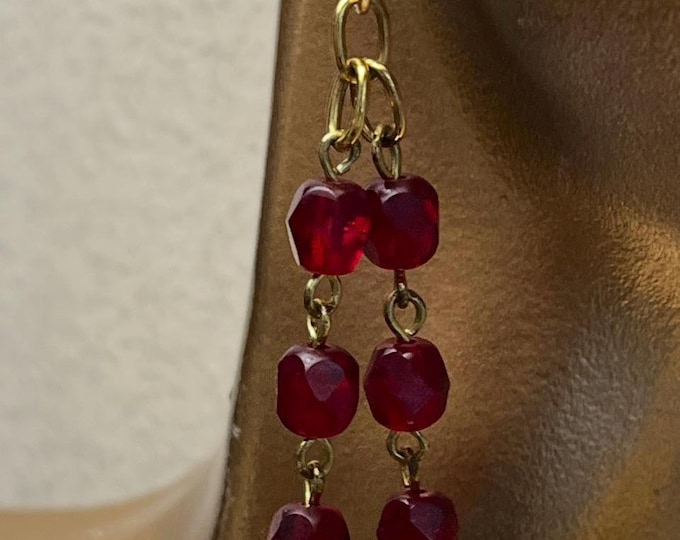 Featured listing image: Red and Gold Linear Earrings