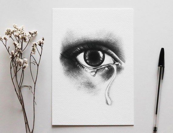Pencil Drawing Eye Stock Photo - Download Image Now - Eye, Teardrop, Crying  - iStock