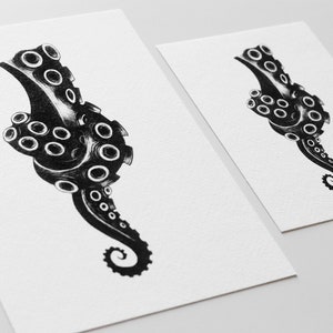 Print Knot illustration of an octopus tentacle with a knot black and white ballpoint pen drawing art print A5, A6 image 5