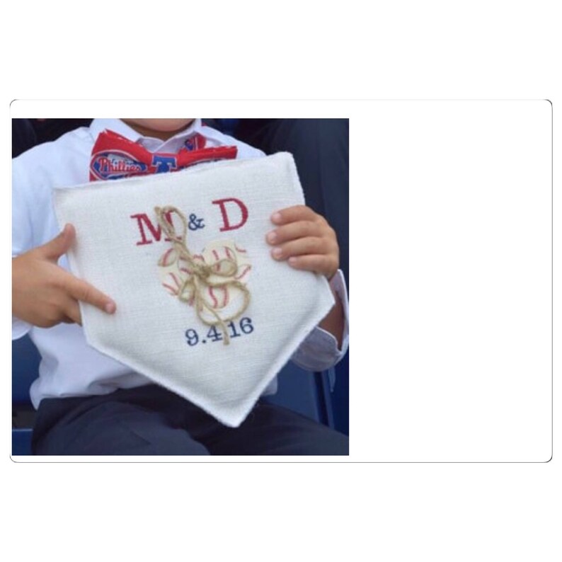baseball softball personalized baseball Wedding ring bearer pillow Wedding Ring Pillow baseball themed Burlap Baseball wedding