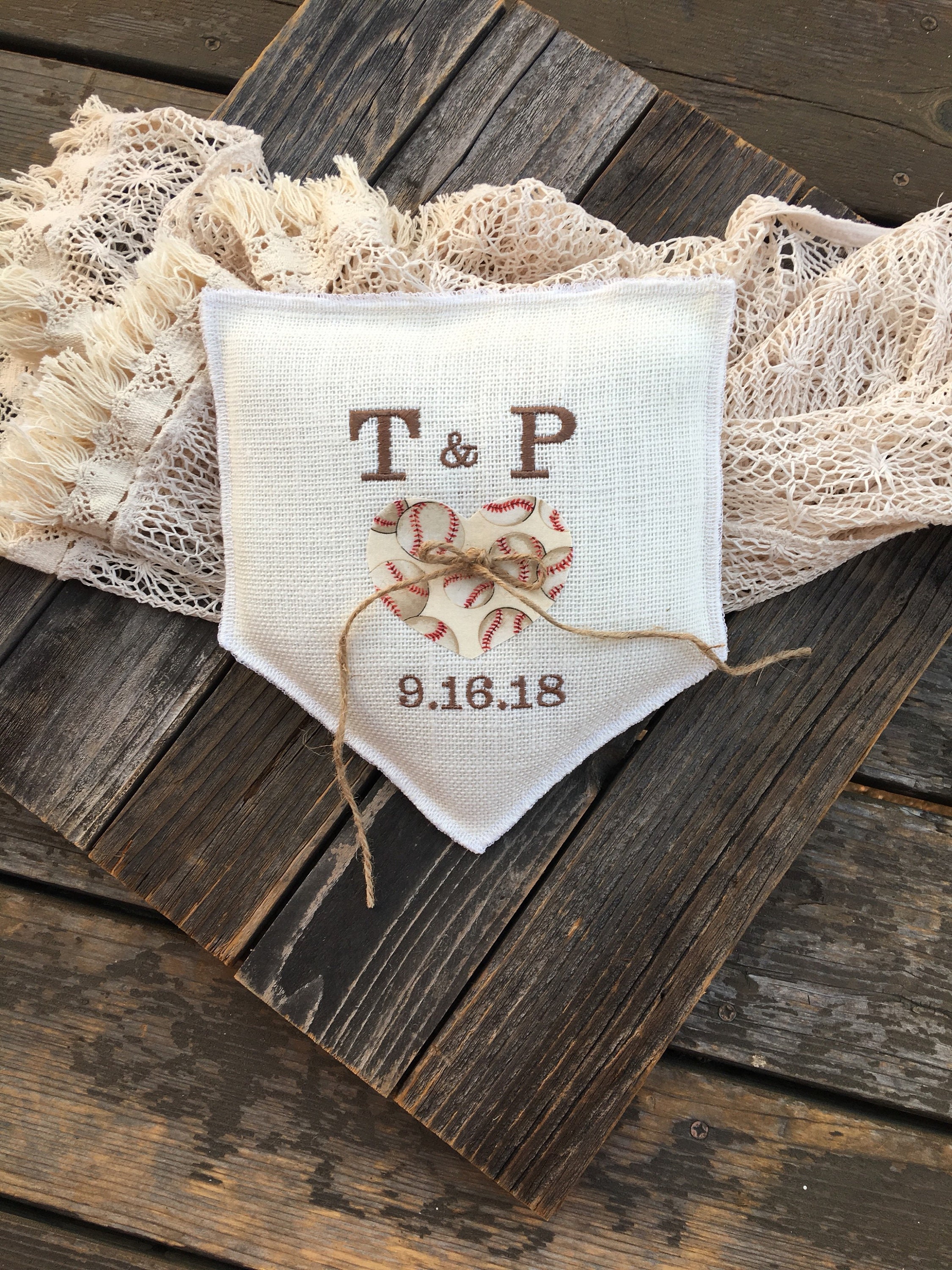 Baseball wedding baseball themed Wedding Ring Pillow Etsy