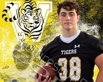 Printed Vinyl Football High School Custom Sports Banner - Senior Sports Banners - Sports Team Banner - Senior Night Gifts ~ Graduation ideas