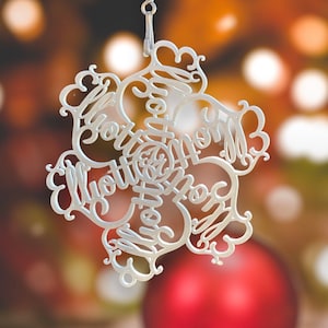 Ornement de flocon de neige avec nom personnalisé 2024 - Décoration de Noël personnalisée de 15 cm, acrylique ou bois avec option paillettes, cadeau de Noël unique