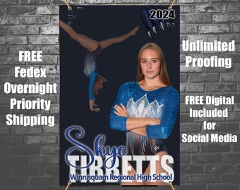 Printed Vinyl Banners + FREE Social Media Digital - Gymnastics Sports Banner - Senior Sports Banners - Gymnastics Banners ~ Graduation ideas
