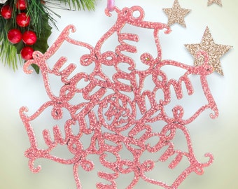 2024 Unique Nameflake ~ Custom Name Snowflake Ornament, personalized Christmas ornament for a loved one, a family member, or a pets name.