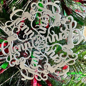 Personalized Unique Snowflake names Ornament for 2024 - Custom Nameflakes