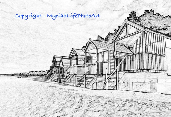 Norfolk Beach Huts Printable Colouring Page A2/3/4/5 | Etsy Singapore
