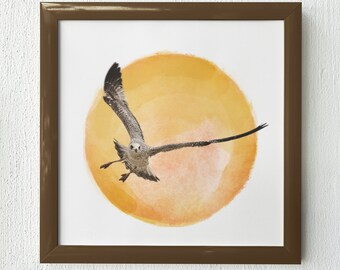 Seagull Flying from the Sun Downloadable Digital Print