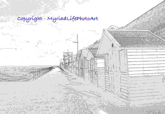 Beach Huts Printable Colouring Page Sheringham Norfolk UK | Etsy Canada