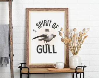 Spirit of the Gull Digital Download Poster - Seagull Wall Art