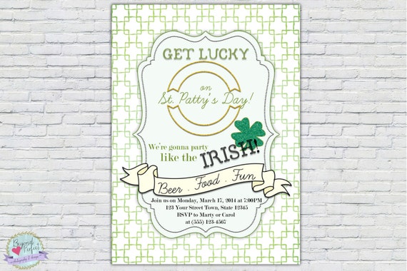 St. Patrick's Day Invitation Get Lucky St. Patty Invite Il_570xn