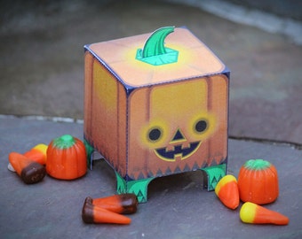 ORANGE PUNKIN PET  --  Decoration or Halloween Favor / Treat Box