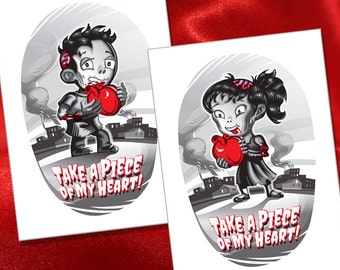 I HEART ZOMBIES Valentine's Day Cards,  5X7 Printable Cards, Blank Inside