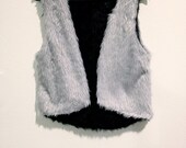 Black and Grey Reversible Faux Fur Vest