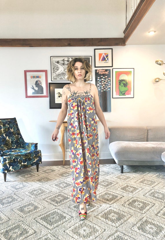 Mary McFadden Floral Striped Nightie