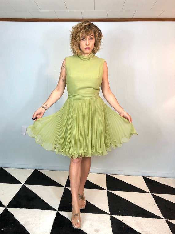 Lime Green Chiffon Cocktail Dress