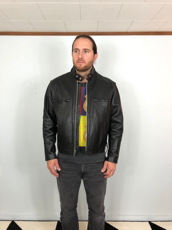 Mandarin Collar Leather Jacket