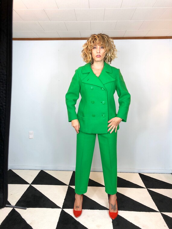 Bright Green Ladies Wool Suit