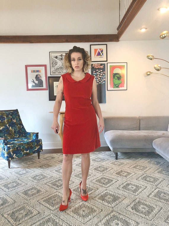 Red Velvet Peter Pan Collar Dress