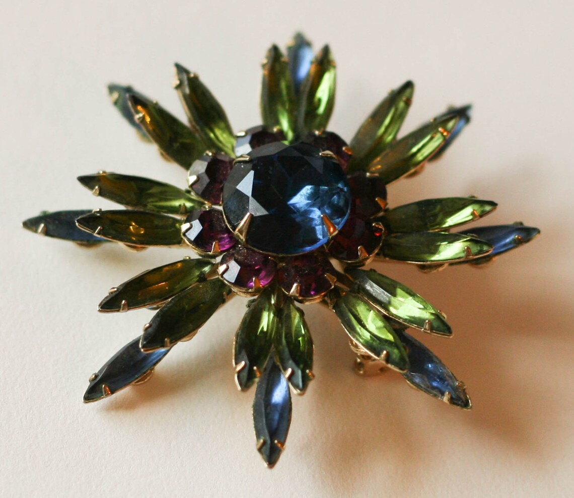 Vintage Costume Jewelry Flower Pin Etsy
