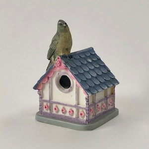 Vintage 1995 Lenox Miniature Birdhouse Thimble Tufted Titmouse on a ...