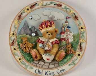 Vintage Cherished Teddies Plate: Old King Cole Nursery Rhyme, Enesco 1995