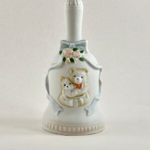 Vintage 1980s Bisque Porcelain Momma Bear Bell: Hand-Painted Collectible