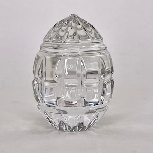 Vintage 1980s Solid Cut Crystal Egg Paperweight - Free Shipping