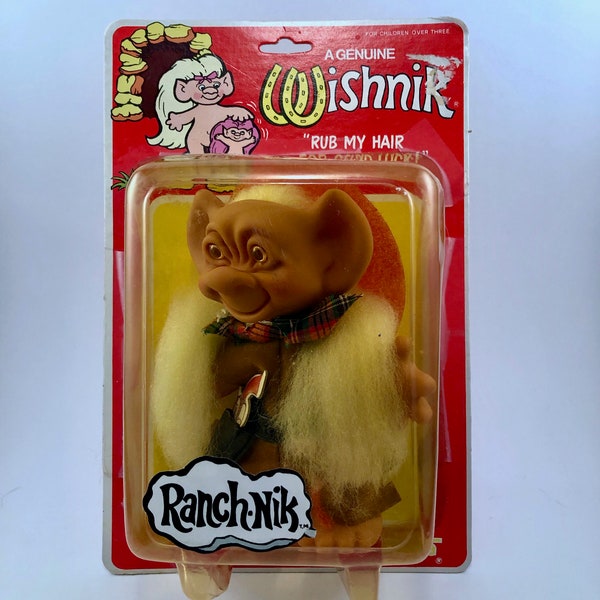 Vintage 1981 A Genuine Wishnik "Ranch-Nik" Troll - FREE Shipping