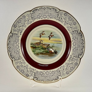 Vintage 1930s Wood & Sons Ltd - Woods Ivory Ware Dinner Plate Featuring A Marshy Scene w/Ducks - Free Shipping