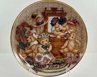 1990s The Franklin Mint - Heirloom Collection - Hats Off To Teddy! Limited Edition Collectible Porcelain Plate