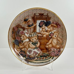 1990s The Franklin Mint - Heirloom Collection - Hats Off To Teddy! Limited Edition Collectible Porcelain Plate