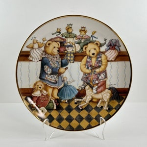 Vintage 1990s The Franklin Mint - Heirloom Collection - Teddy Bear Marionettes Limited Edition Collectible Porcelain Plate