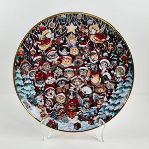 Vintage 1990s The Franklin Mint - Heirloom Recommendation - &quot;Santa Claws&quot; Limited Edition Collectible Porcelain Plate