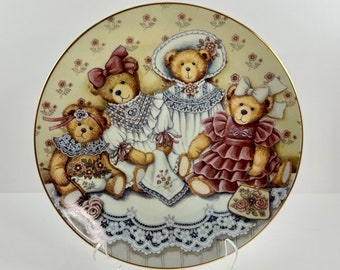 Vintage 1990s Teddy Bear Porcelain Plate - Franklin Mint Heirloom Collection