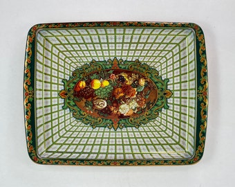 Vintage Daher Decorated Ware Green Tin Tray, Made in England