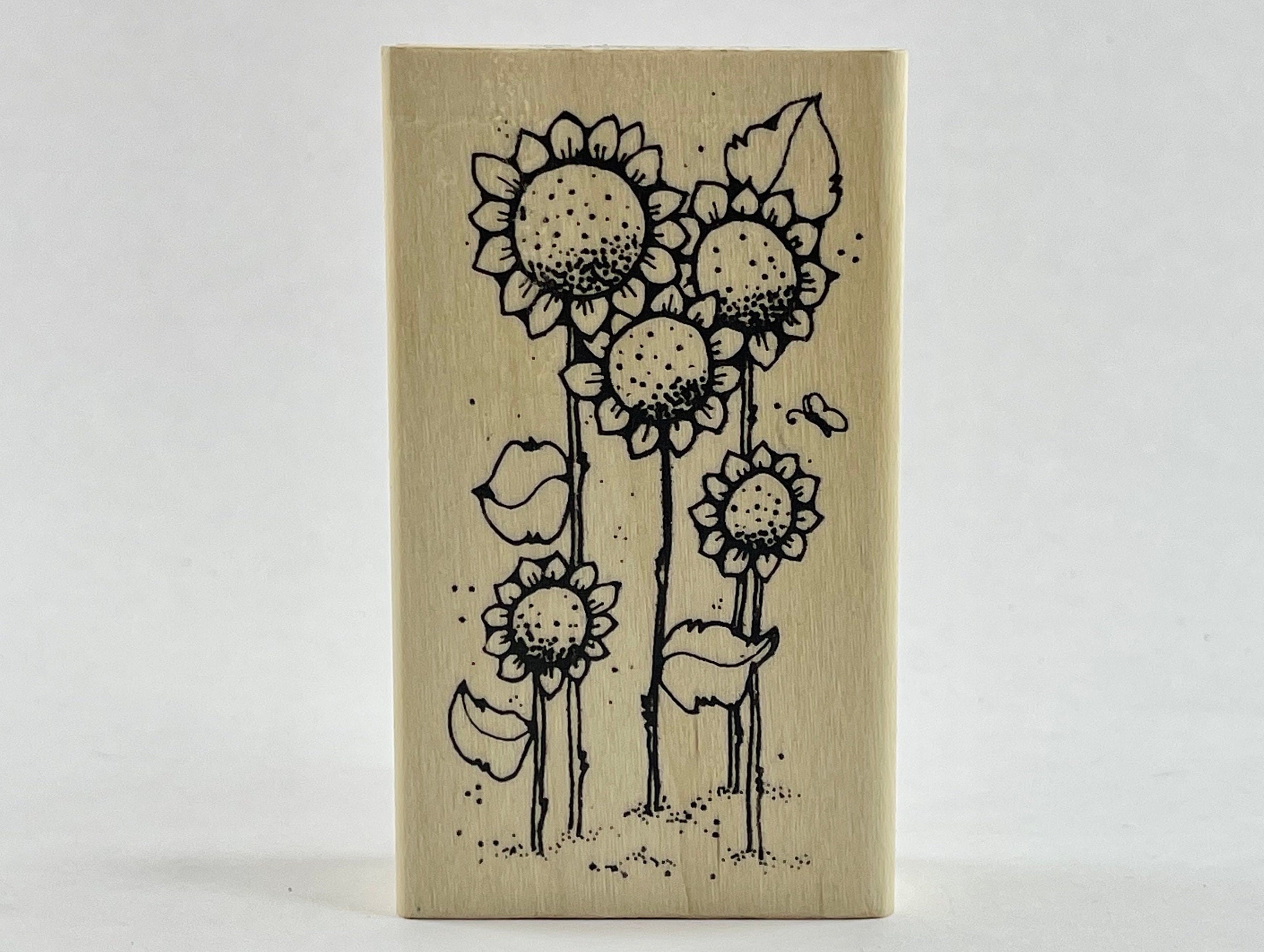 Vintage Copyright 1993 Dianne J. Hook Hook's Lines & Inkers ali's  Sunflowers Wood Mounted Rubber Stamp M02 Free Shipping -  Australia