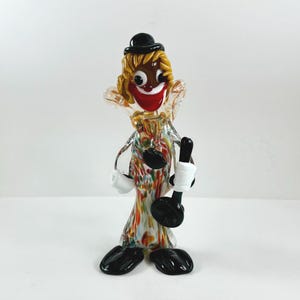 Vintage 1960s Handblown Murano Glass Musical Clown With Saxophone Figurine - Free Shipping