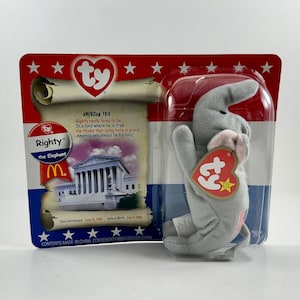 Vintage 2000 McDonald&#39;s &quot;Teenie Beanie Babies 2000&quot; TY - American Trio - Righty The Elephant
