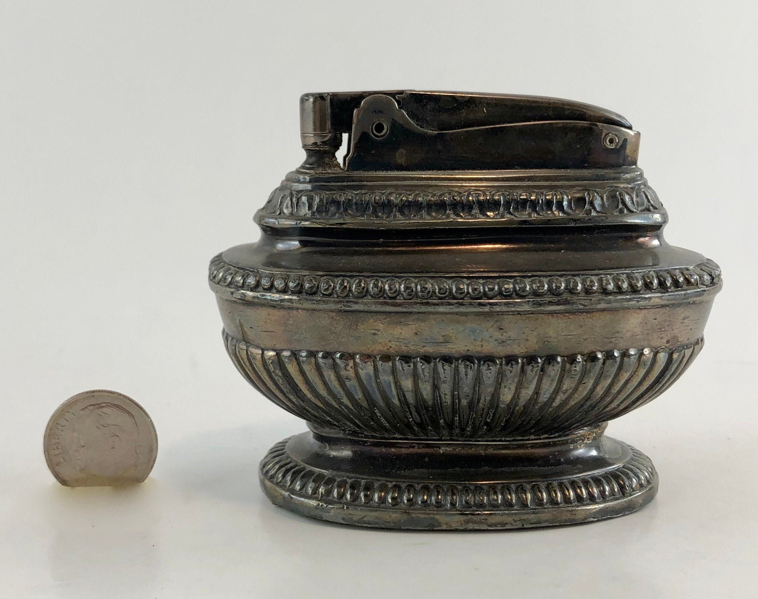 Vintage 1940s Ronson - Queen Anne Silver Plated Table Wick Lighter - Etsy