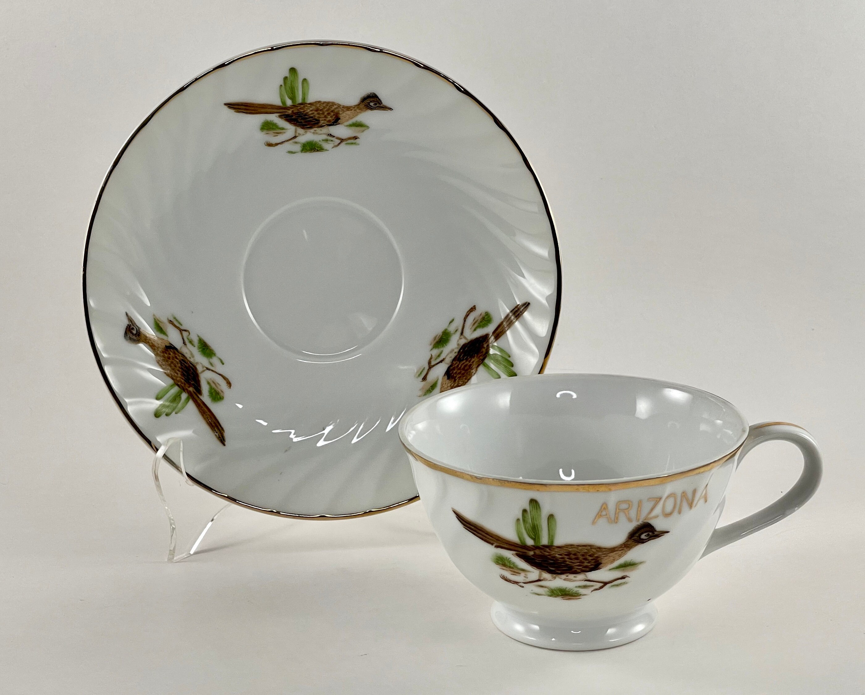 Vintage 1970s Arizona Roadrunner Souvenir Teacup and Saucer - Etsy