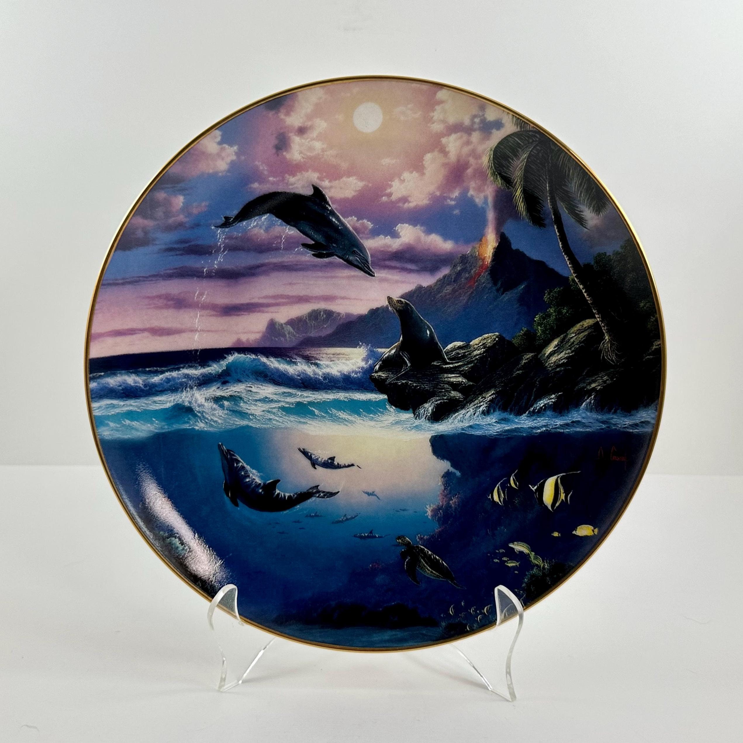 Vintage 1997 Bradford Exchange - Dolphin Kisses Collection - Sealed With A Kiss Limited Edition Collectible Plate