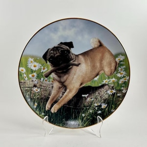 Vintage 1990s The Danbury Mint - Pugs Collection - &quot;Pug In Play&quot; Limited Edition Collectors Plate