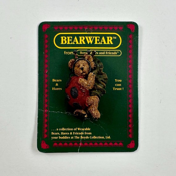 Vintage 1995 Boyds Bears Ladybug Bear Resin Brooch Pin