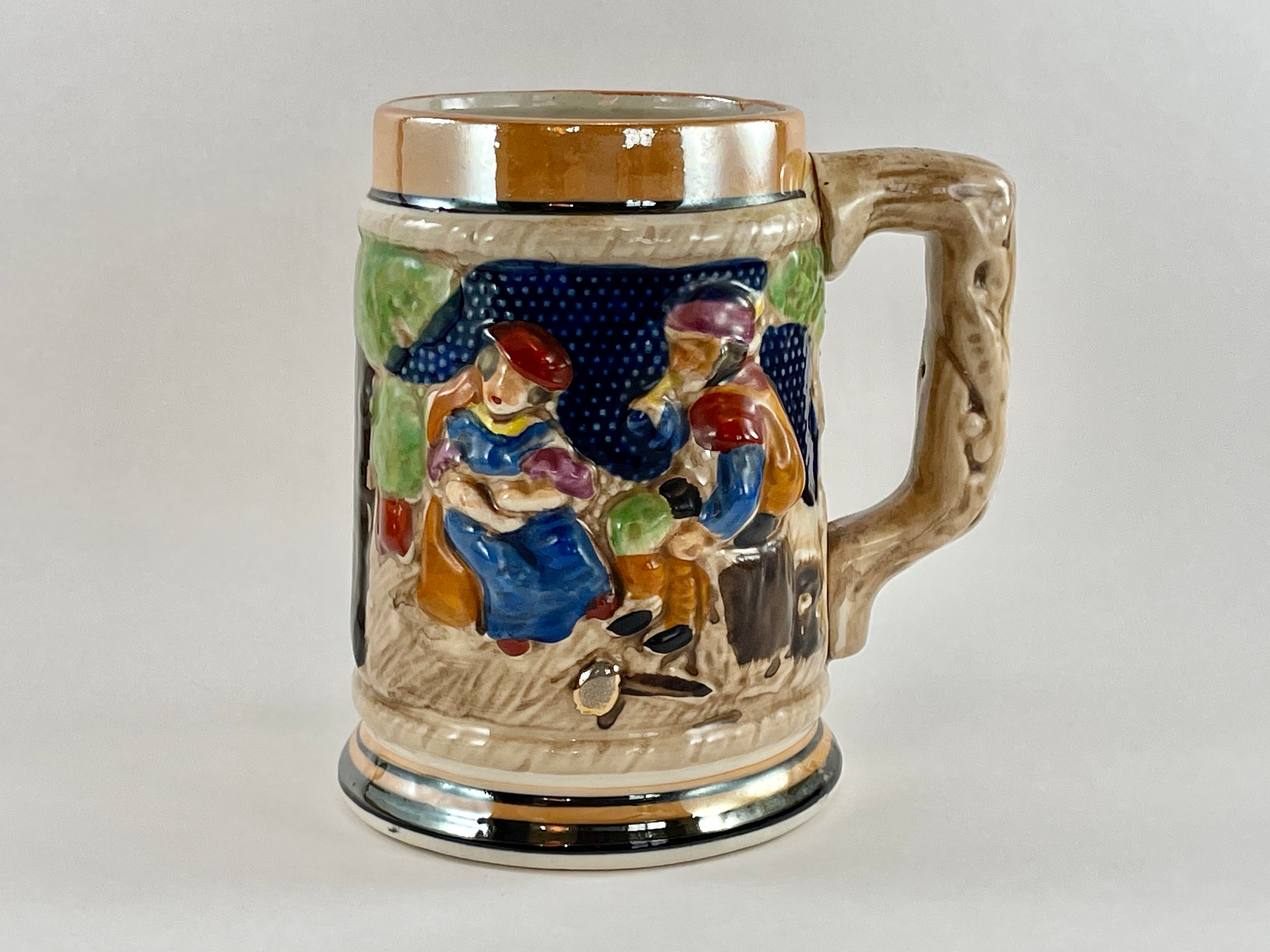 Vintage 1960s Western Germany Style High Relief Hand Painted